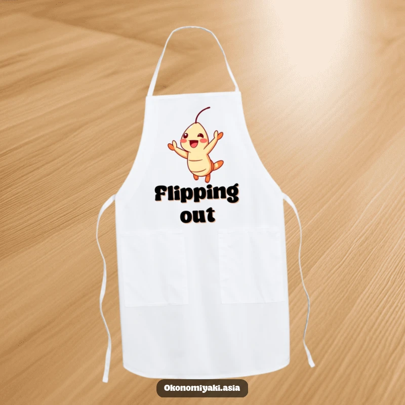 Funny Apron of a cheerful tempura shrimp jumping with excitement, ideal for fun and festive cooking.