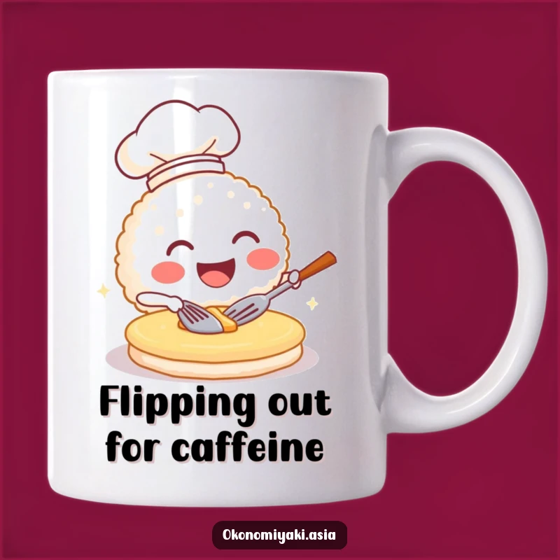 Funny Chef Rice Ball Flipping Pancake Mug - Hilarious Cartoon Foodie Gift
