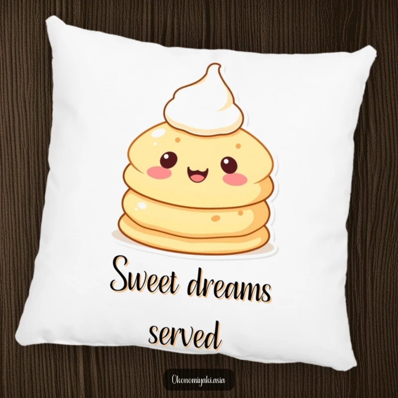 Funny Pancake Character Pillow with a cheerful, anthropomorphic pancake topped with cream, offering soft and sweet comfort.