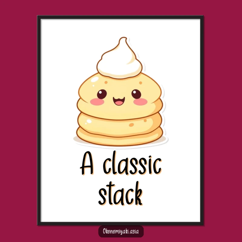 Funny Pancake Pal Digital Print: Instant Breakfast Cheer for Your Walls