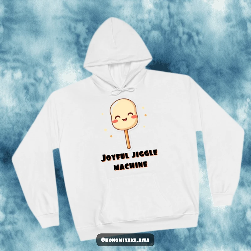 Funny hoodie featuring a joyful dango skewer wiggling with happiness, perfect for cozy, cheerful vibes.