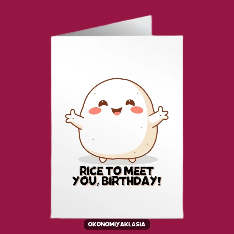 Funny Free Printable Birthday Card: Welcoming Onigiri Hug - Humorous Downloadable Gift