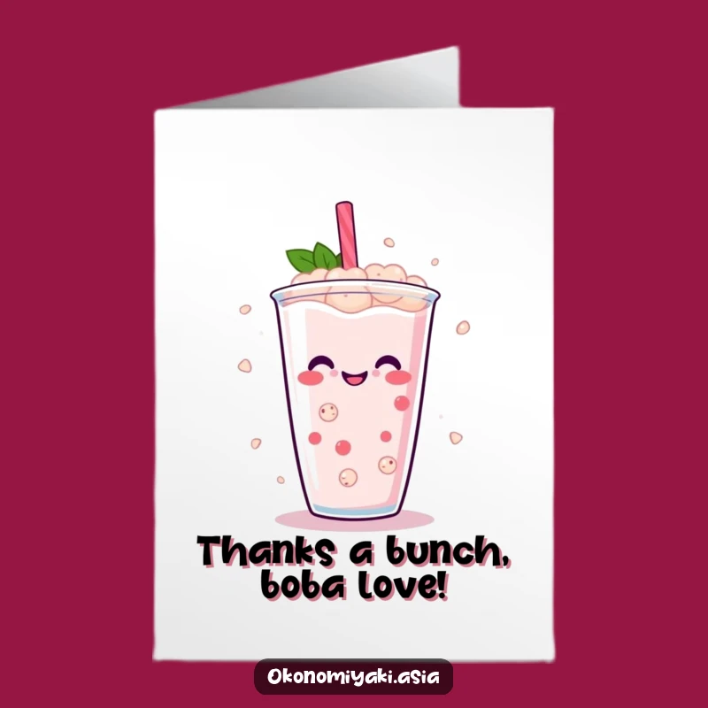 Free Printable Boba Thank You Card: Express Gratitude with a Dancing Bubble Tea Design