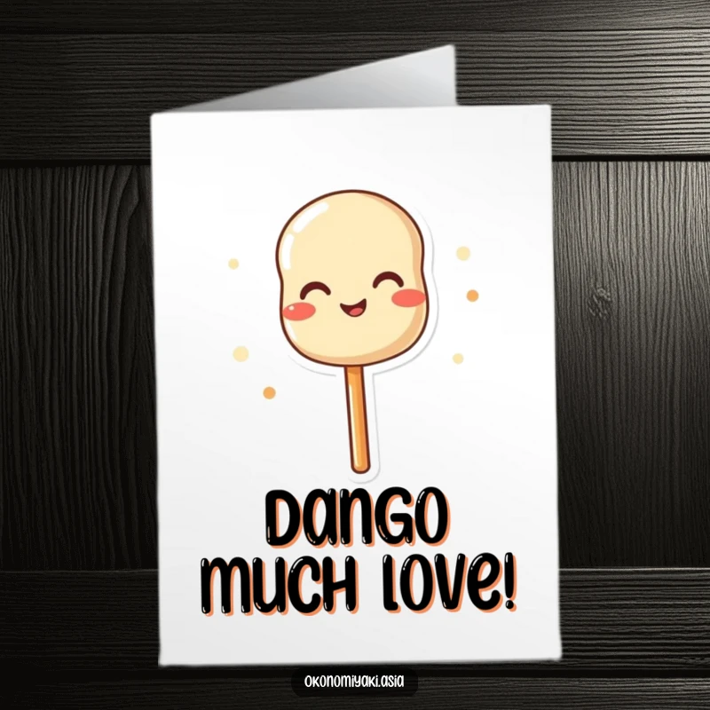 Funny Free Printable Thank You Card: A cheerful dango skewer wiggling happily to express thanks.
