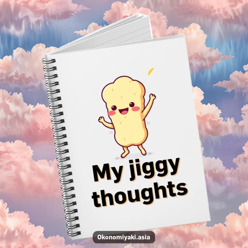 Funny Notebook featuring a stylized, wiggling tempura character doing a playful jig, ideal for journaling and notes.